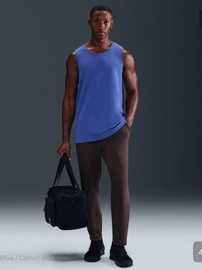 Nike Primary Men's Dri-FIT Versatile Tank Comet Blue L Logo Underarm Vents Gym